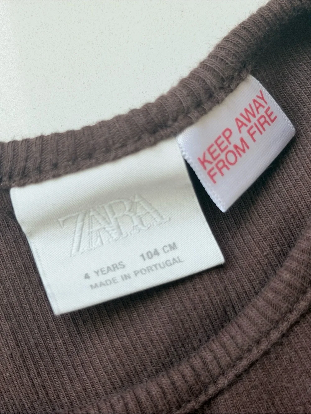 Zara Girls Brown Long-Sleeve Dress with Front Bow